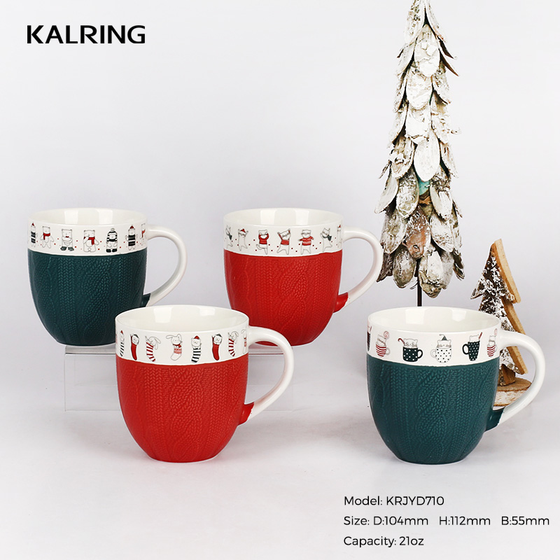 Chrismas mug with embossed mug with decal for festival