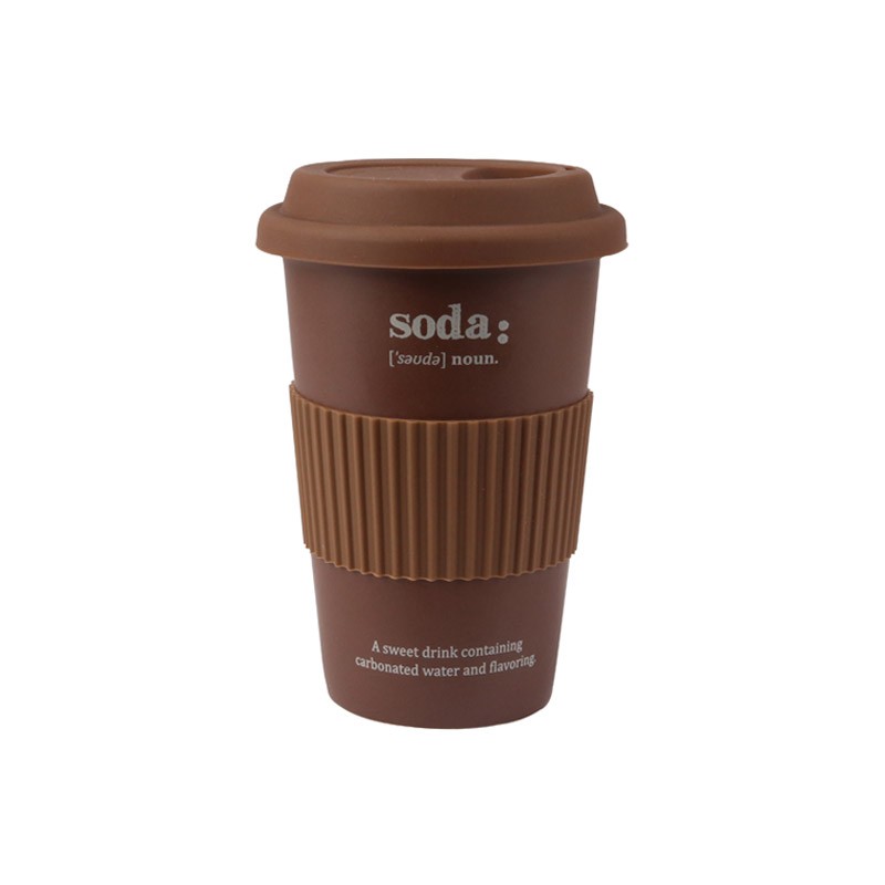 Handleless cup with silicone lid, comes with a heat-insulating silicone sleeve, 370ml, best-selling