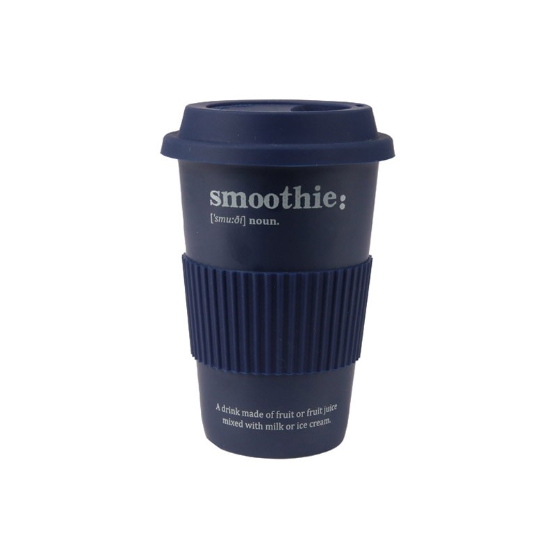 Handleless cup with silicone lid, comes with a heat-insulating silicone sleeve, 370ml, best-selling