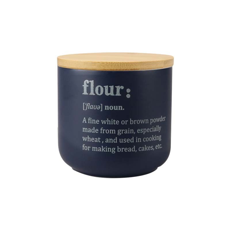 Ceramic Tea & Sugar Storage Jars with Bamboo Lids, 500ml Kitchen Canisters Set