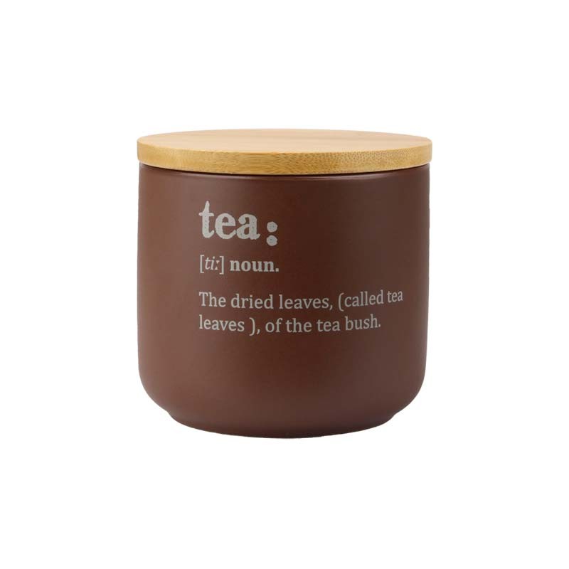 Ceramic Tea & Sugar Storage Jars with Bamboo Lids, 500ml Kitchen Canisters Set