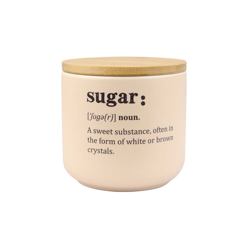 Ceramic Tea & Sugar Storage Jars with Bamboo Lids, 500ml Kitchen Canisters Set