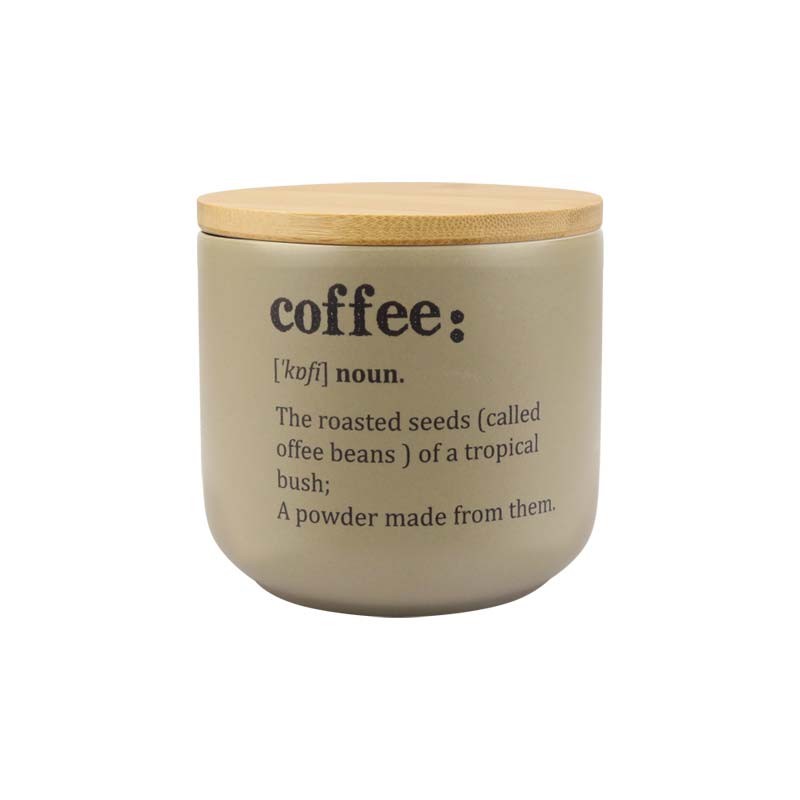 Ceramic Tea & Sugar Storage Jars with Bamboo Lids, 500ml Kitchen Canisters Set