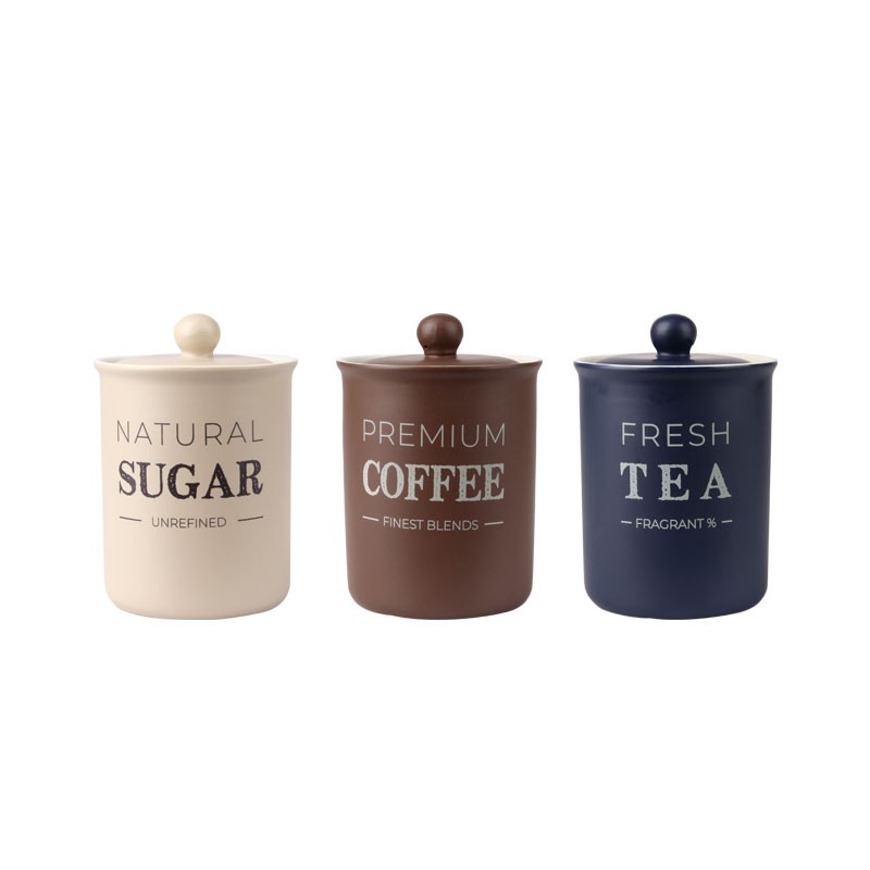 Ceramic Kitchen Storage Jars Set 750ml Airtight Containers