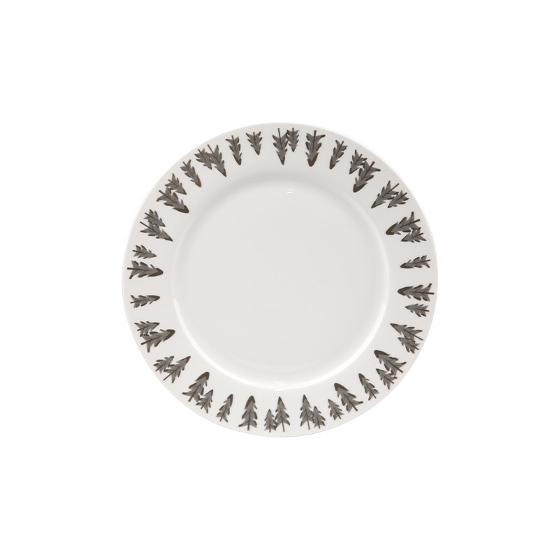 Christmas Tree Ceramic Dinnerware Set - 4-Piece Plate, Bowl, Mug Collection with Forest Motifs