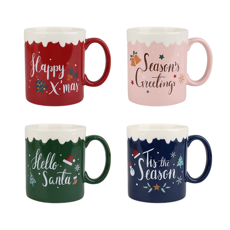 Christmas Ceramic Mugs with Festive Slogans, 330ml mug, Decorative Drinkware for Coffee, Tea mug