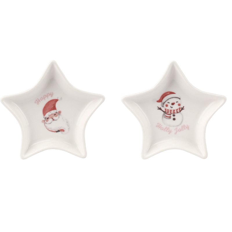 Christmas Star - Shaped Ceramic Dishes, Festive 88mm Snack Plates & Decor