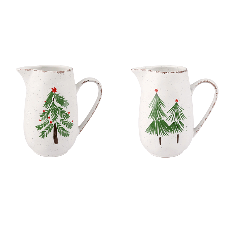 Christmas Tree Ceramic Pitchers, Festive 1000ml Drinkware for Beverage Serving