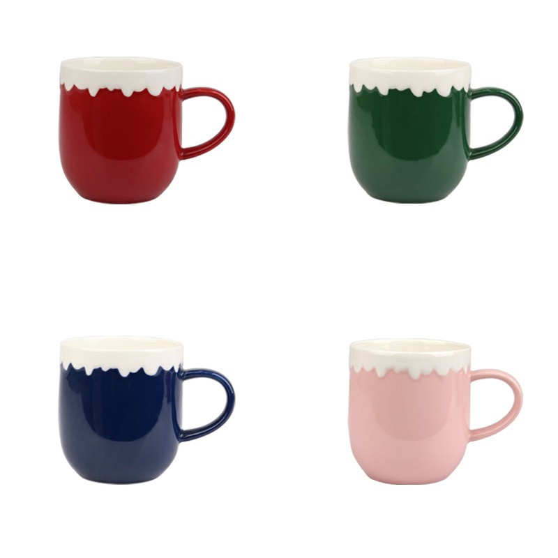 450ml Christmas Character Ceramic Mugs Set - 4-Piece Festive Drinkware