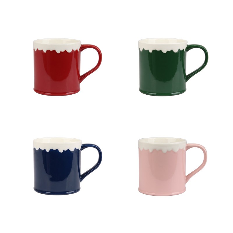 460ml Christmas Character Ceramic Mugs Set - 4-Piece Festive Drinkware
