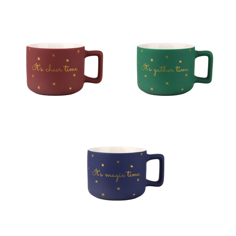 400ml Christmas Phrase Ceramic Mugs Set - 3-Piece Festive Drinkware 400ml Christmas Phrase Ceramic Mugs Set - 3-Piece Festive Drinkware