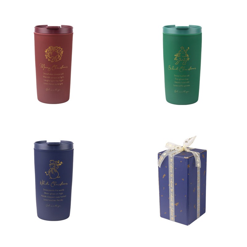 350ml Christmas Themed Ceramic Travel Mugs Set - 3-Piece Festive Drinkware