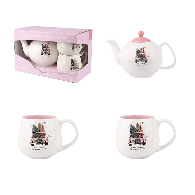 Bear & Christmas Car Ceramic Tea Set - Teapot & Mug Collection with Gift Box Packaging Bear & Christmas Car Ceramic Tea Set - Teapot & Mug Collection with Gift Box Packaging
