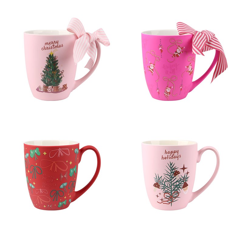 400ml Christmas Themed Ceramic Mugs Set - 4-Piece Festive Drinkware with Tree, Santa, Pine Designs 400ml Christmas Themed Ceramic Mugs Set - 4-Piece Festive Drinkware with Tree, Santa, Pine Designs