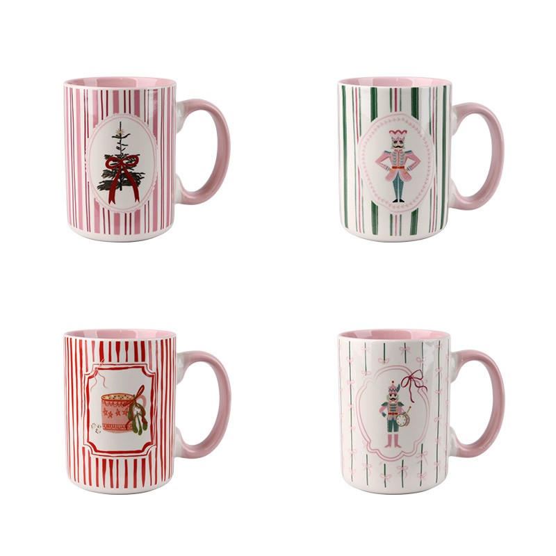 470ml Christmas Nutcracker & Tree Ceramic Mugs Set - 4-Piece Festive Drinkware with Nutcracker, Tree 470ml Christmas Nutcracker & Tree Ceramic Mugs Set - 4-Piece Festive Drinkware with Nutcracker, Tree