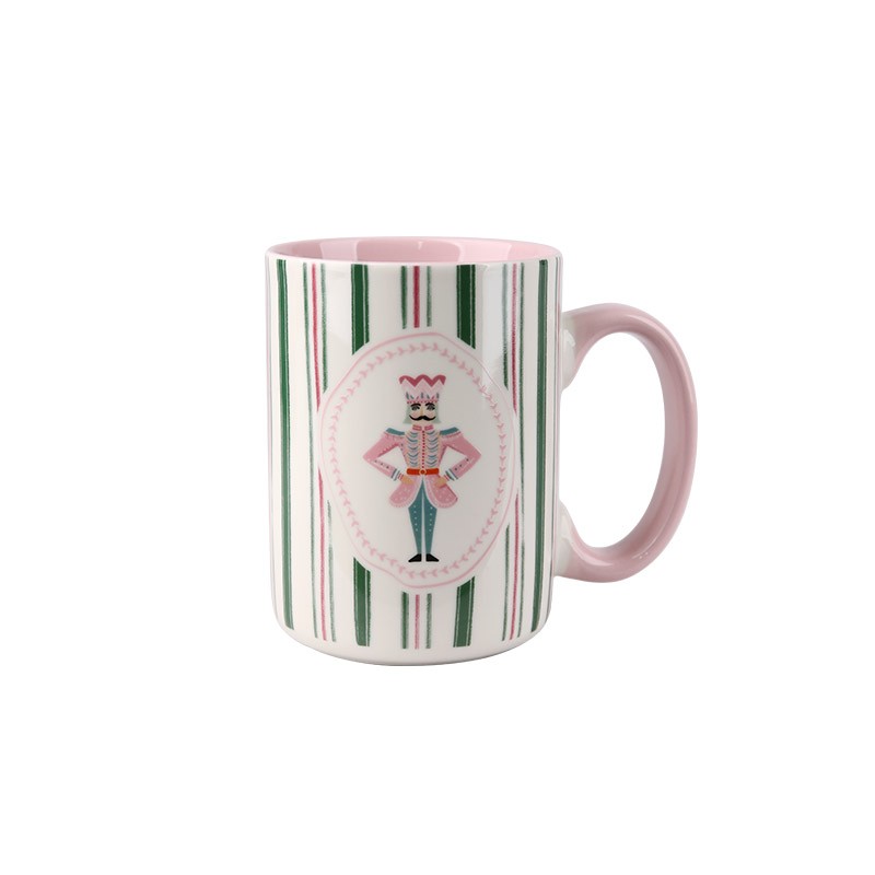 470ml Christmas Nutcracker & Tree Ceramic Mugs Set - 4-Piece Festive Drinkware with Nutcracker, Tree