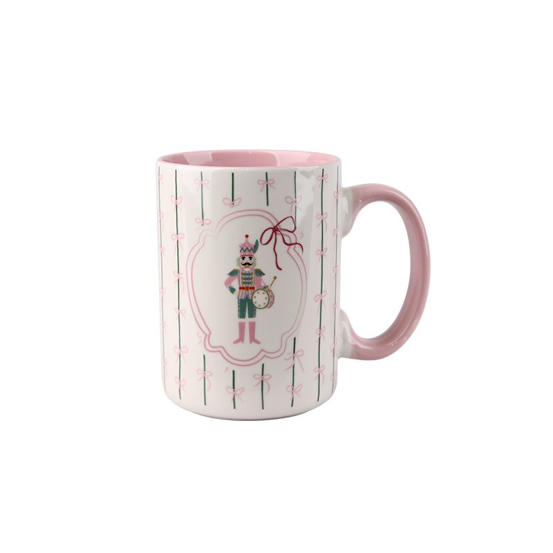 470ml Christmas Nutcracker & Tree Ceramic Mugs Set - 4-Piece Festive Drinkware with Nutcracker, Tree