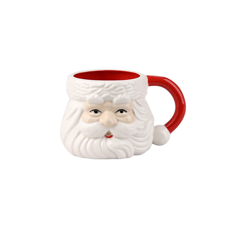Christmas 3D Design Ceramic Mugs Set - Santa & Bow Motif Festive Drinkware (2 Styles)