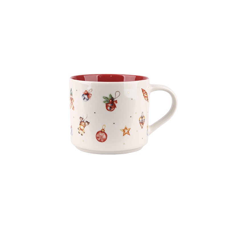 400ml Christmas Themed Ceramic Mugs Set - 4-Piece Festive Drinkware