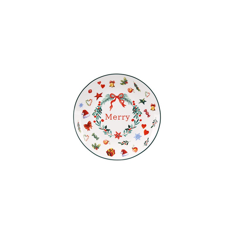 Christmas Plaid & Wreath Dinnerware Set - Plate, Bowl, Mug Festive Tableware Collection