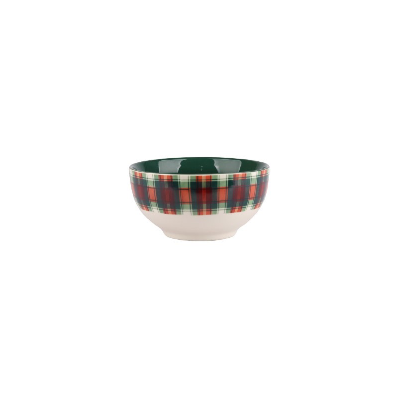 Christmas Plaid & Wreath Dinnerware Set - Plate, Bowl, Mug Festive Tableware Collection