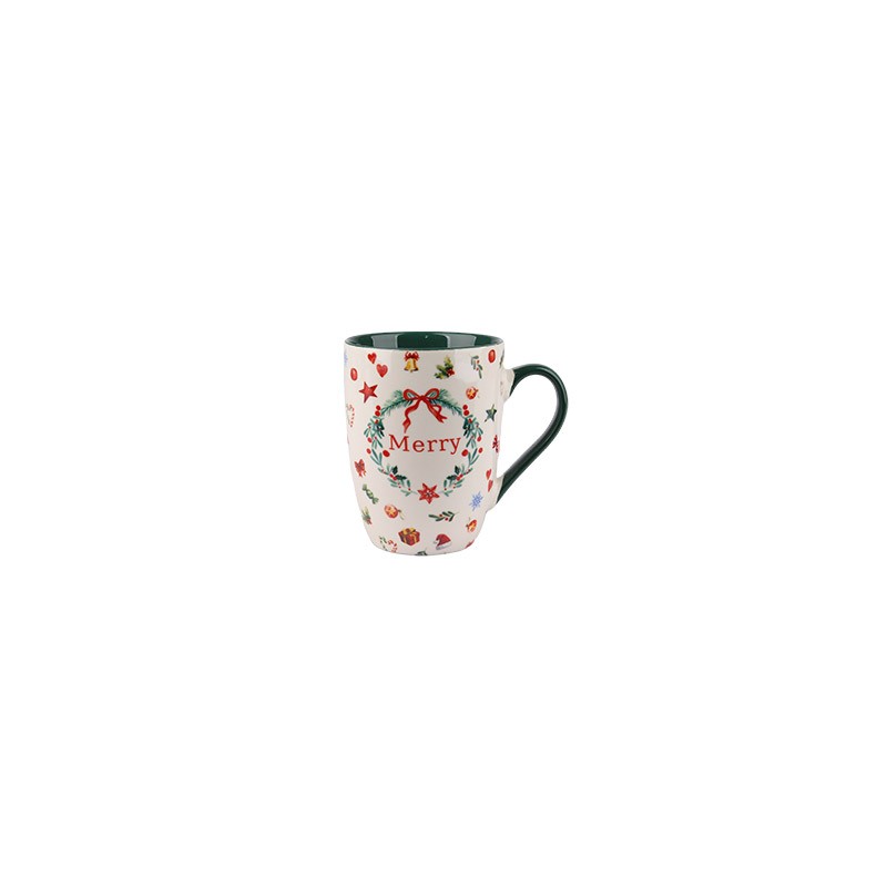 Christmas Plaid & Wreath Dinnerware Set - Plate, Bowl, Mug Festive Tableware Collection